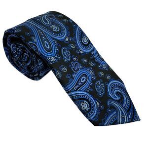 Blue Paisley Necktie Mens Tie 3.24x57 Handmade Alexander Julian Colours Classic